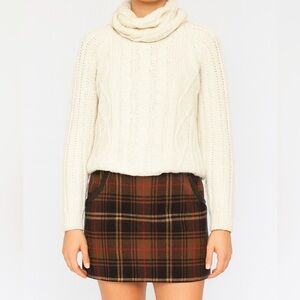 Vintage Y2K Plaid Mini Skirt‎ Brown Red Wool Blend Preppy Grunge Size 0